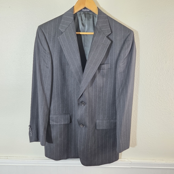 Burberry London Mens Pinstripe Blazer Sport Coat Union Made USA Gray